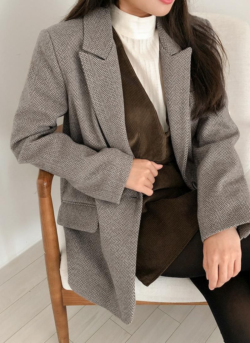 ヘリンボーンウール混ジャケット