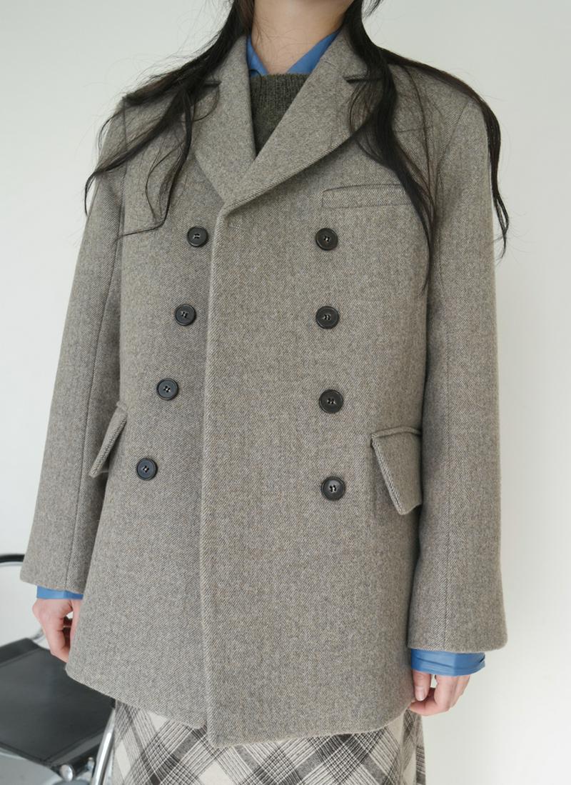 ダブルボタンウール混ジャケット