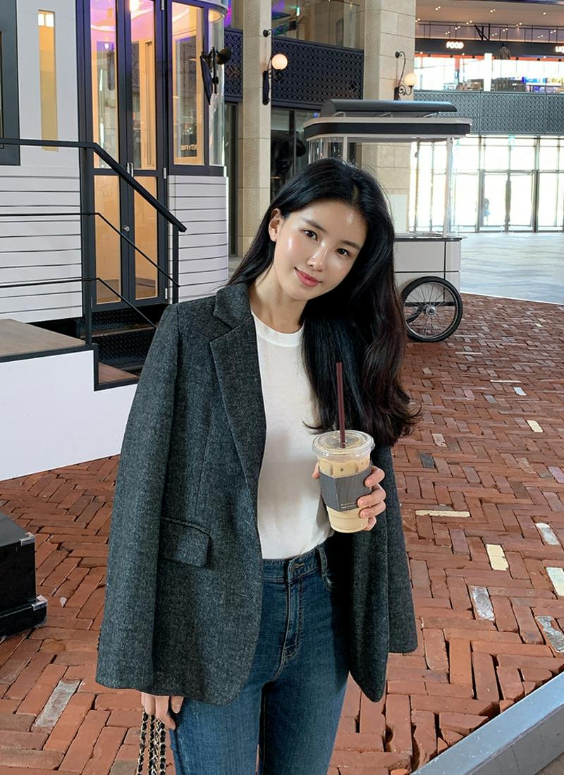 ウール混紡シングルジャケット