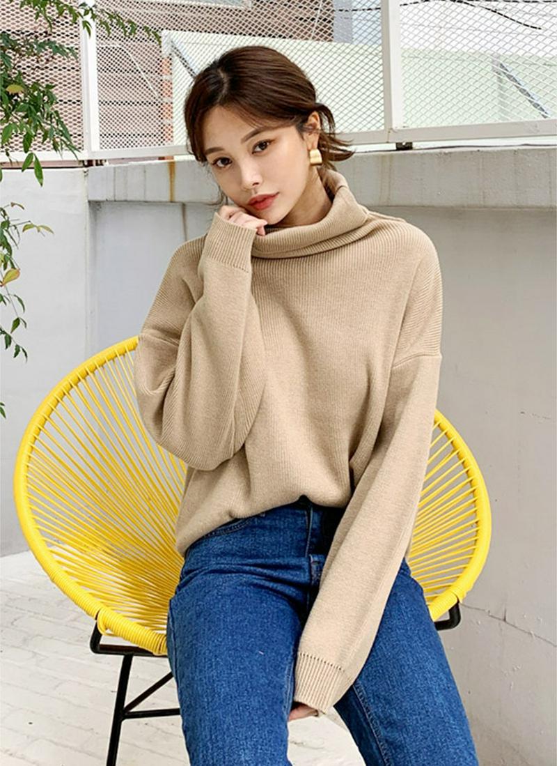 タートルネックリブニット・全4色