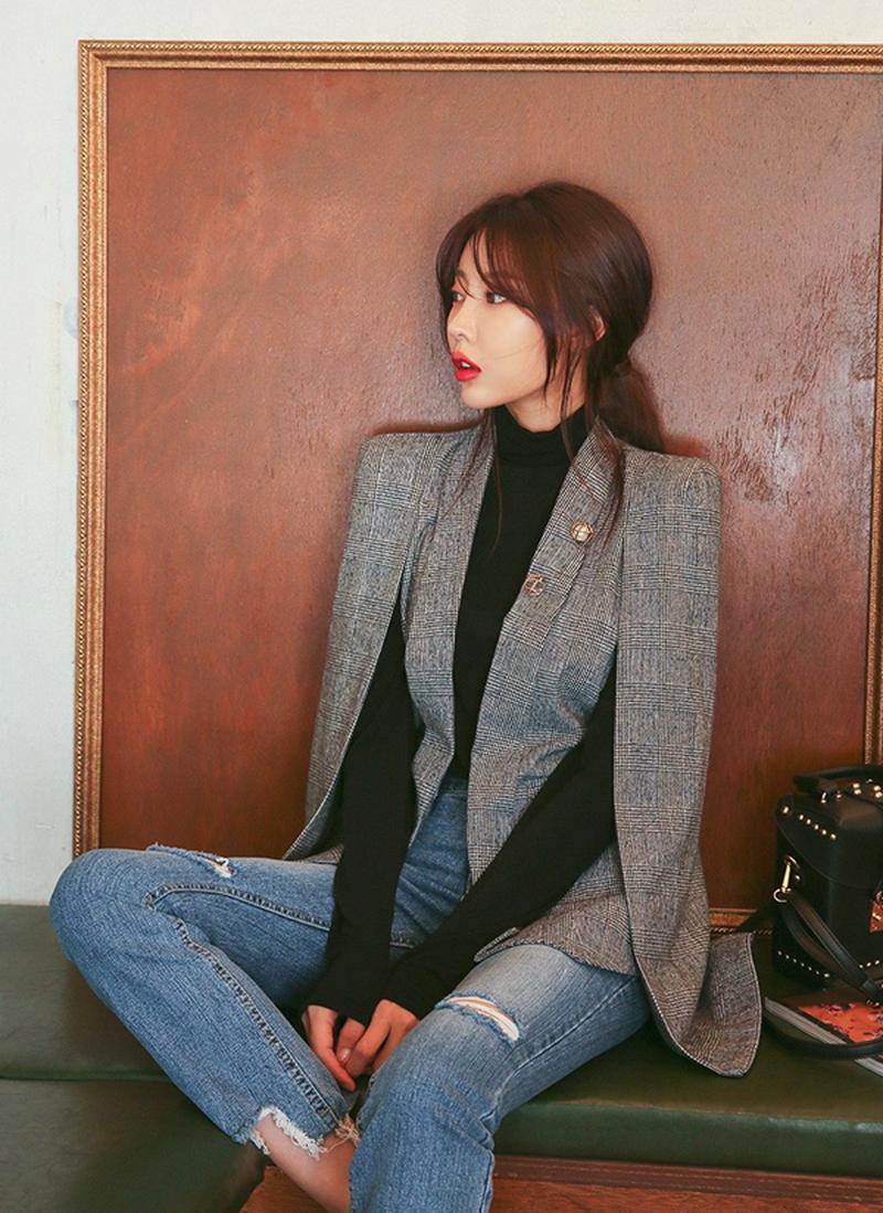 グレンチェックケープジャケット