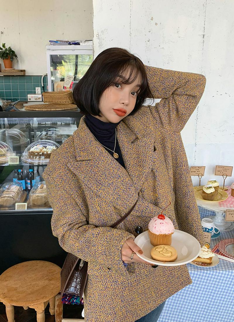 ワイドカラーツイードジャケット