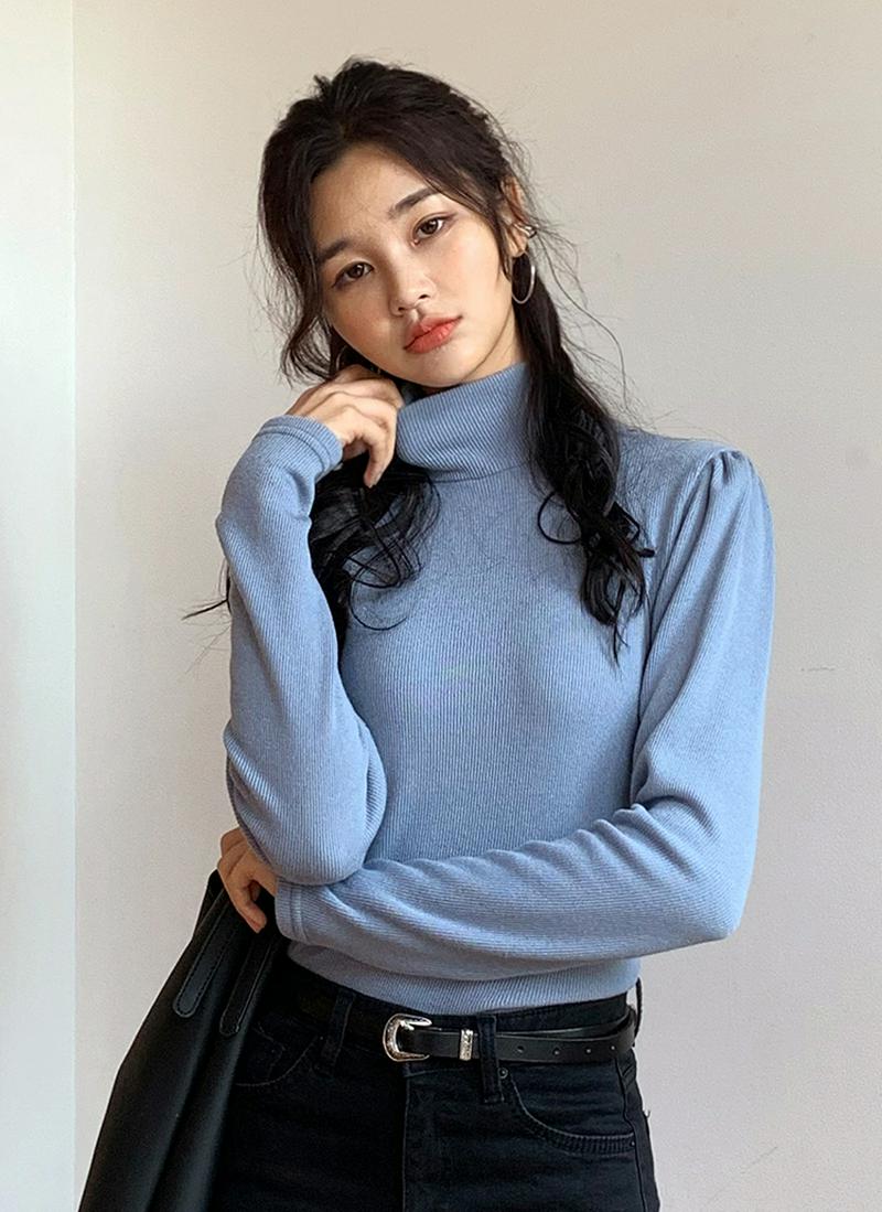裏起毛パフハイネックTシャツ・全4色