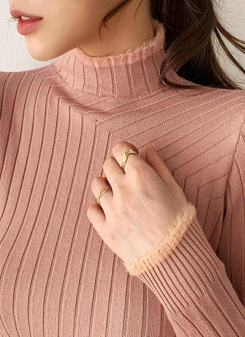 チャーム配色ヘムニット・全4色