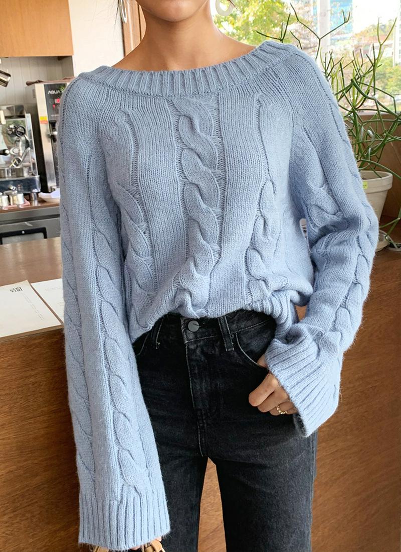 ラウンドネックツイストニット・全4色