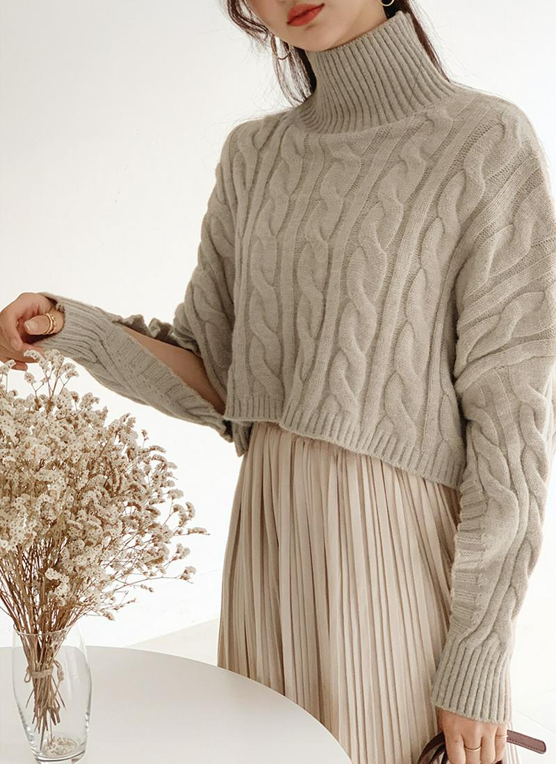 スリットクロップドツイストニット・全3色