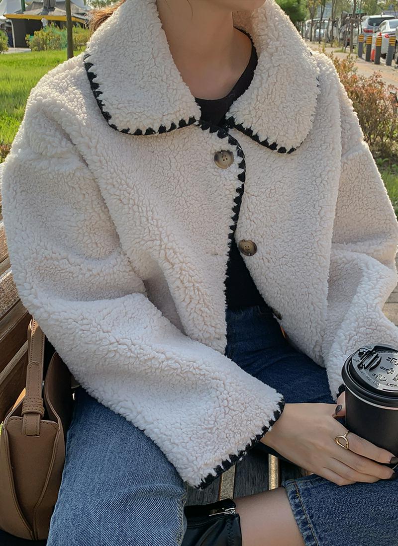 カラーボアボタンジャケット