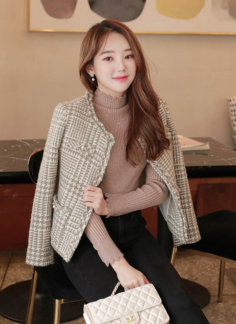 フリンジディテールツイードジャケット