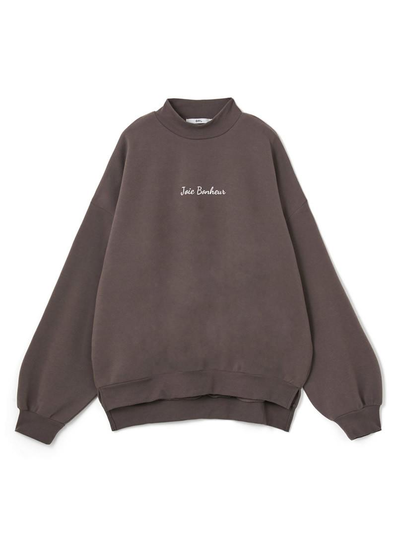 裏起毛フロントロゴモックネックトップス