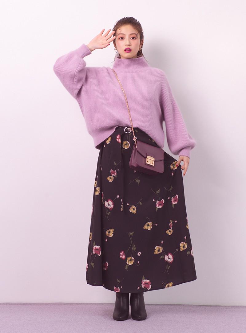 今田美桜 ハイネックボリュームスリーブニットトップス