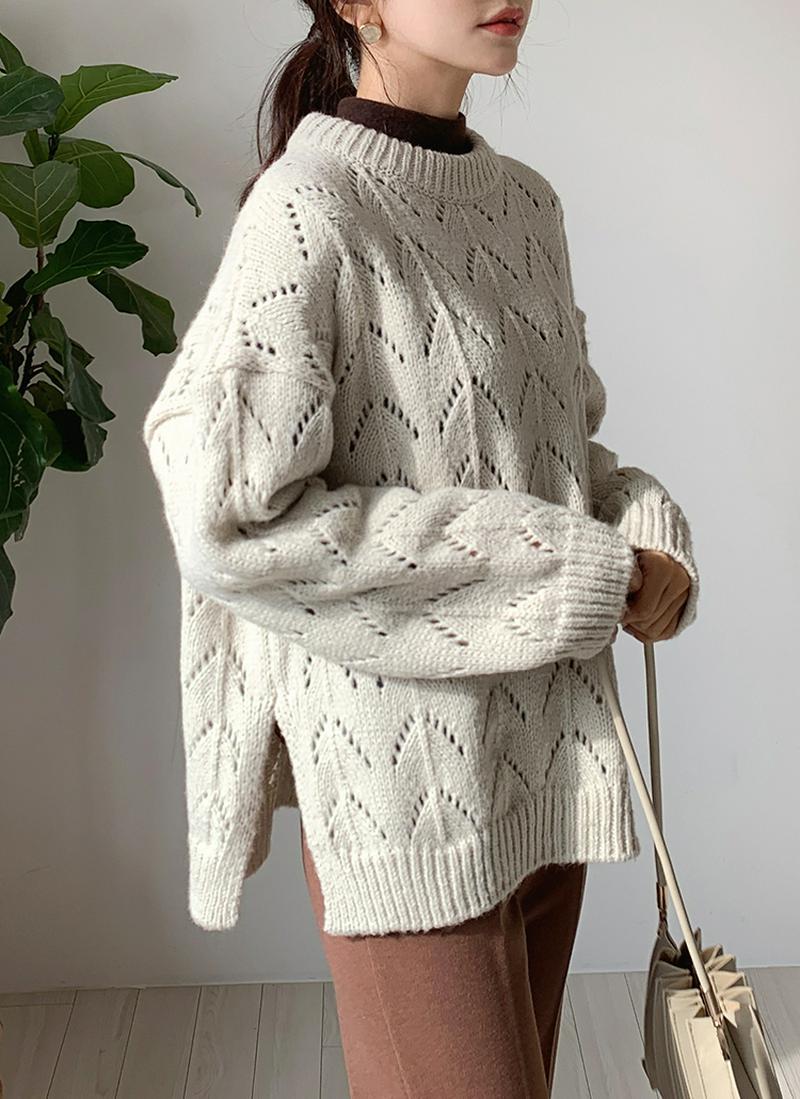 ジグザグパンチングニット・全5色