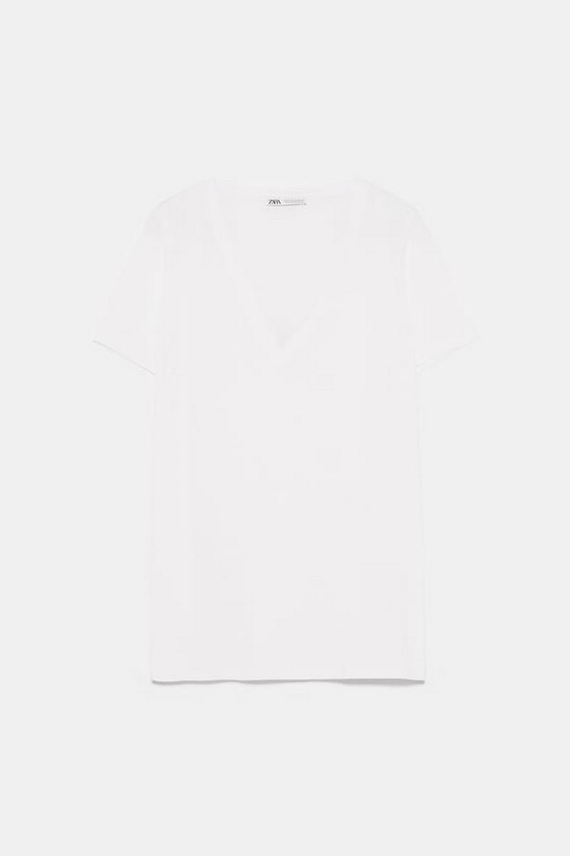 VネックベーシックTシャツ