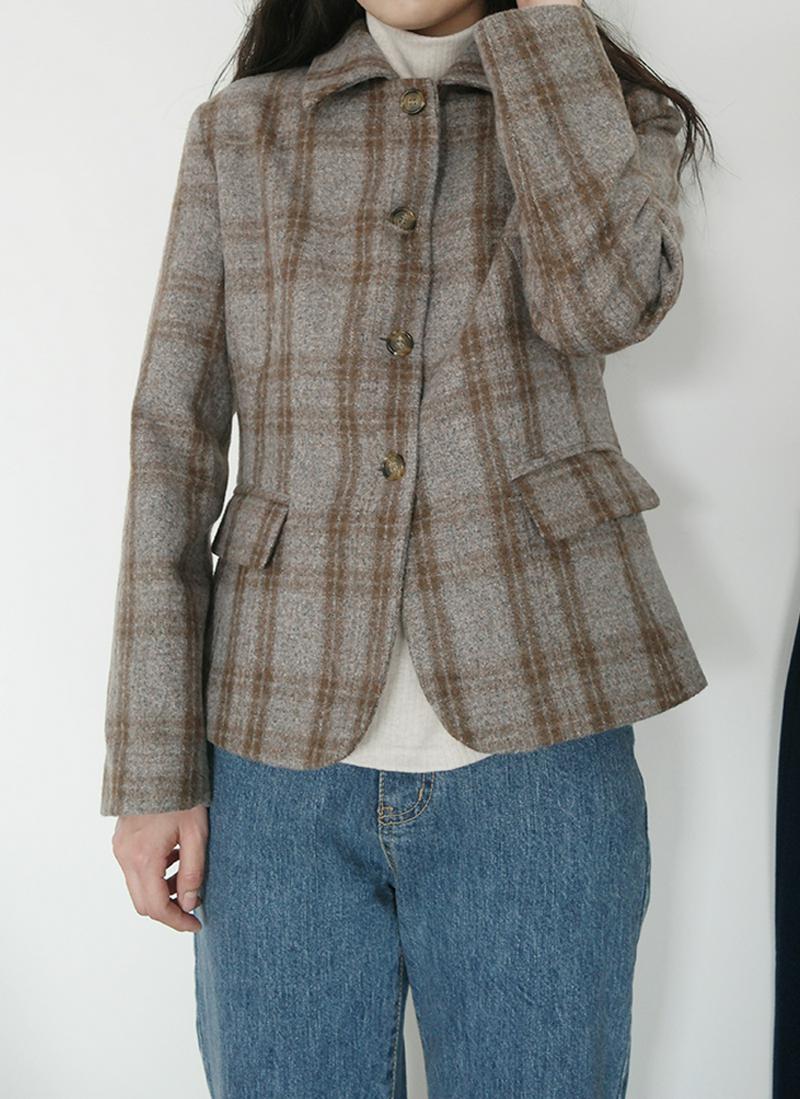 チェッククロップドカラージャケット