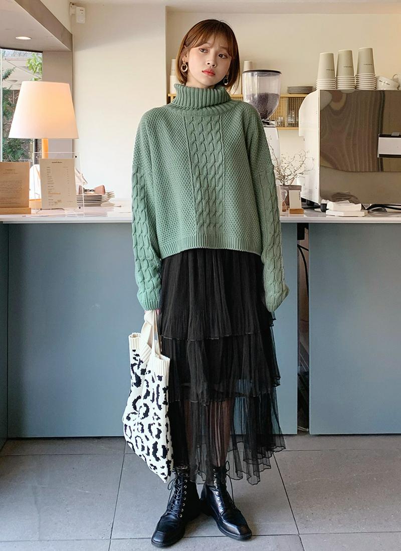 ツイストタートルネックニット・全4色