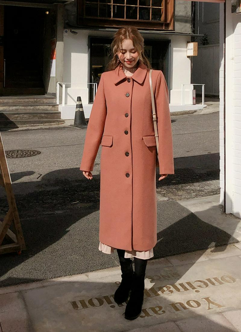 シングルボタンウールロングコート