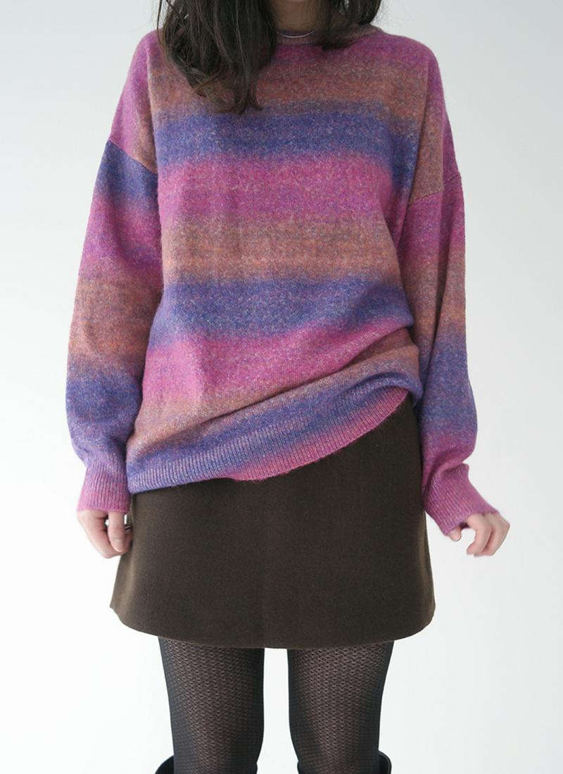 ウール混グラデーションニット