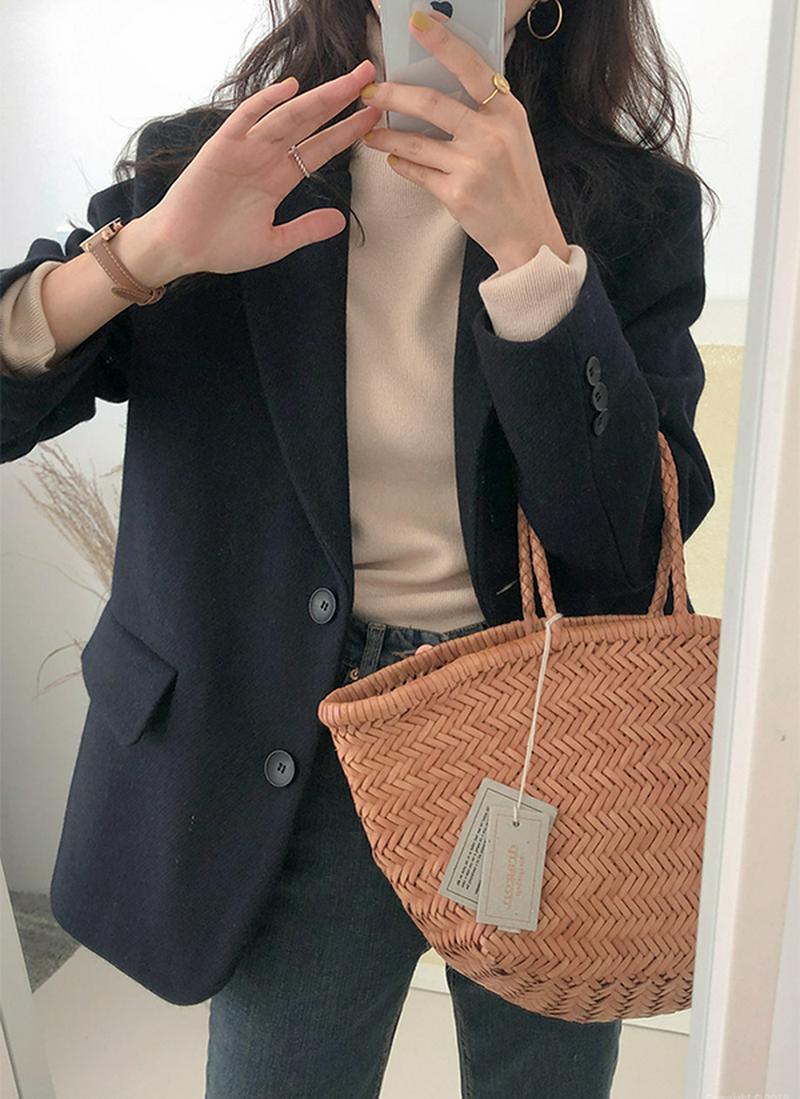 ウール混シングルボタンジャケット