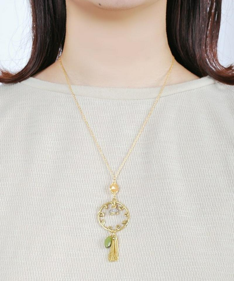 K14GF 輪っかリーフ×カーネリアンネックレス