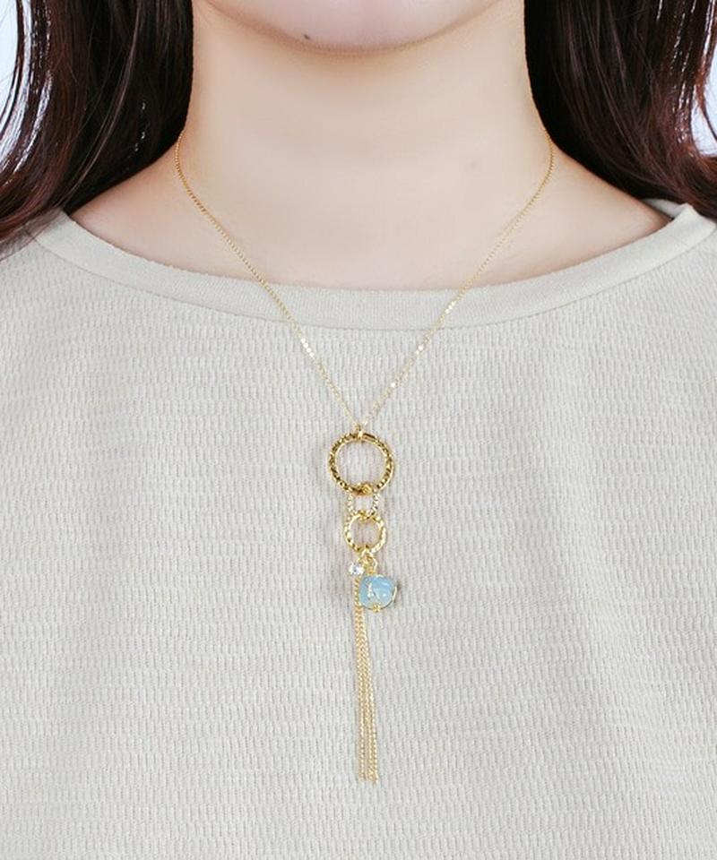 K14GF 槌目リング×アクアマリンネックレス