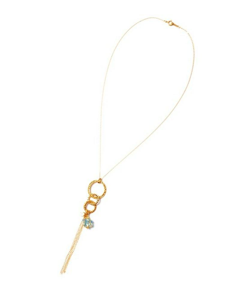 K14GF 槌目リング×アクアマリンネックレス