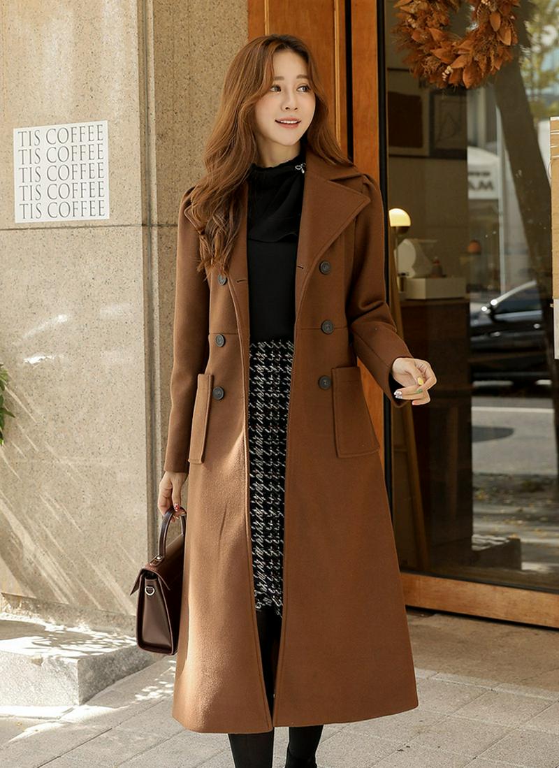 ストラップ付ワイドカラーダブルコート