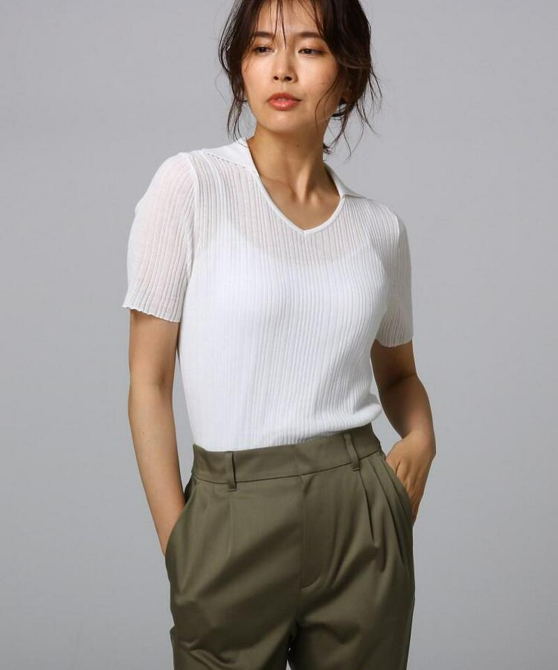 【洗える】麻コットンランダムリブスキッパーニット