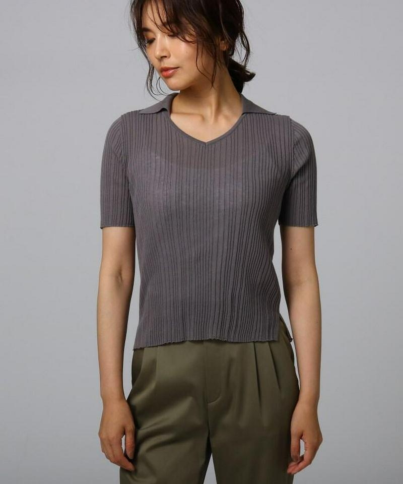 【洗える】麻コットンランダムリブスキッパーニット