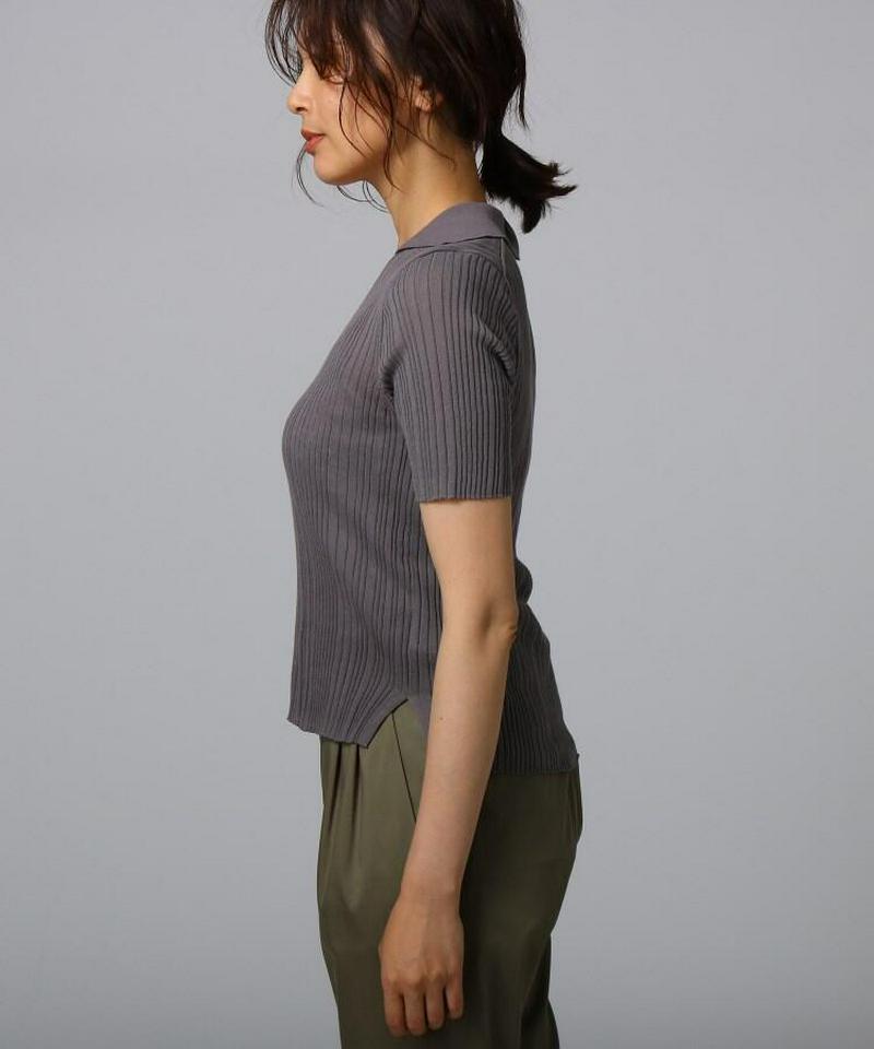 【洗える】麻コットンランダムリブスキッパーニット