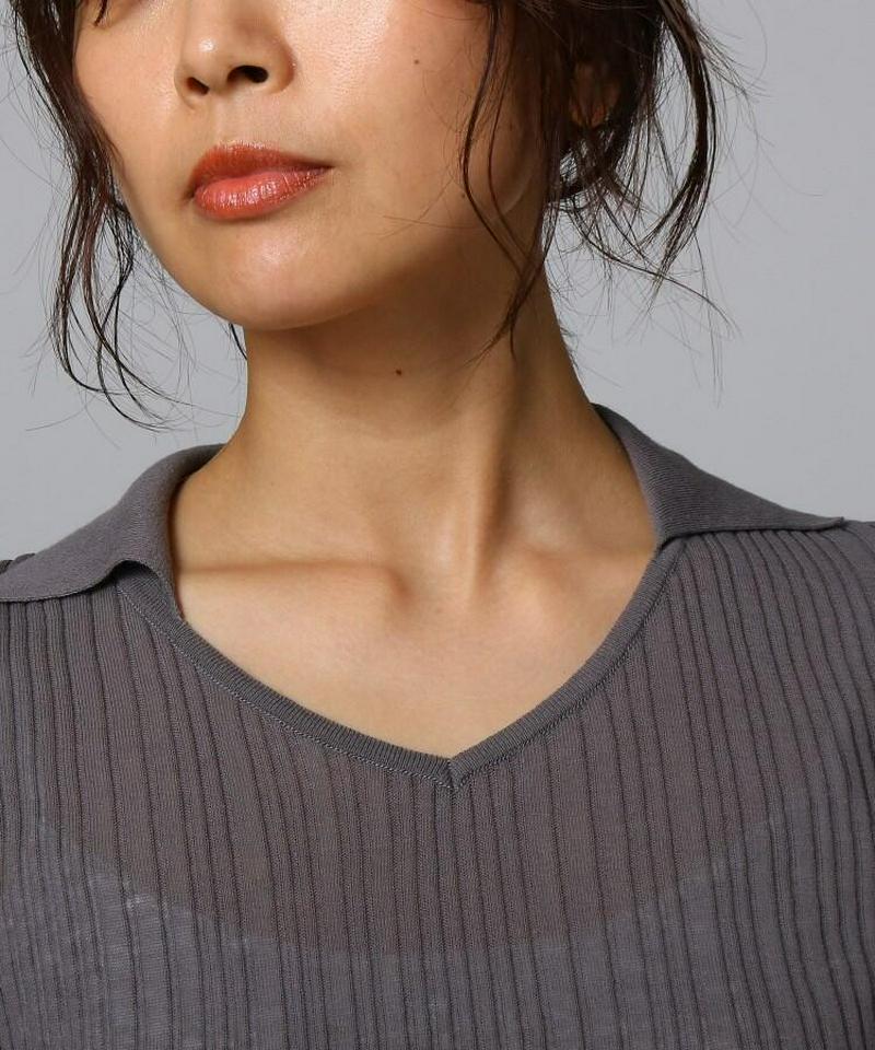 【洗える】麻コットンランダムリブスキッパーニット