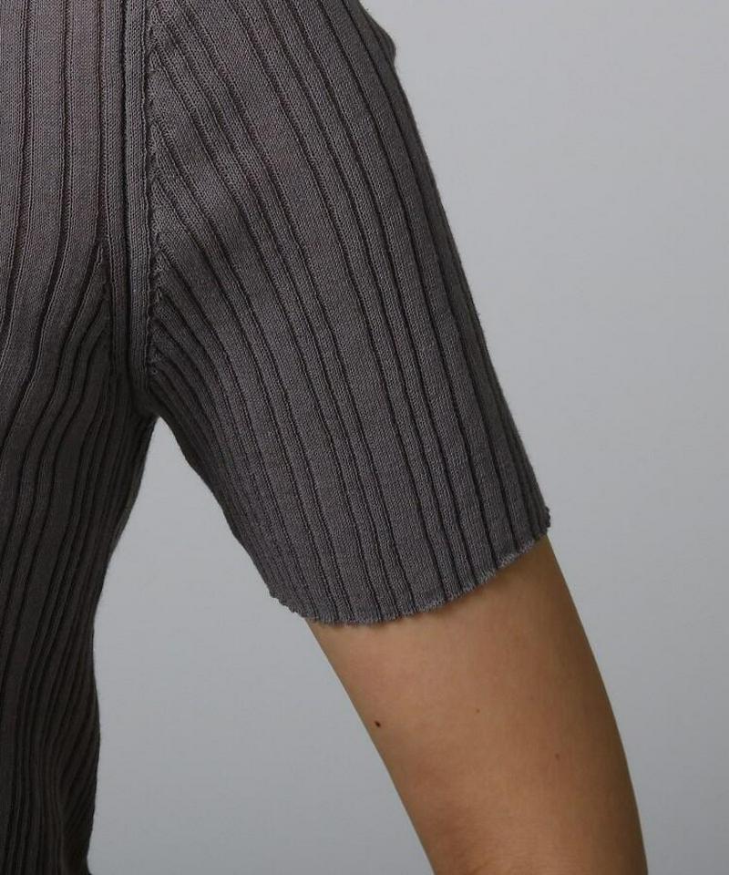 【洗える】麻コットンランダムリブスキッパーニット