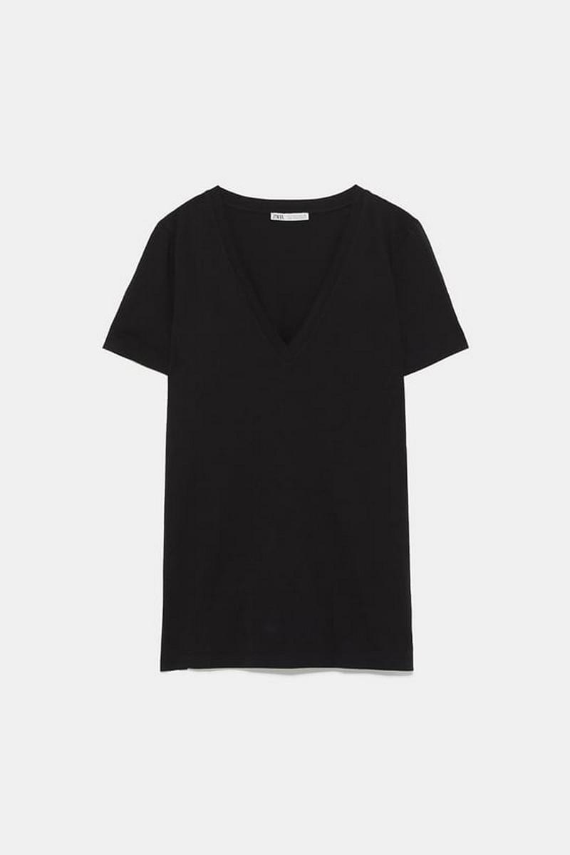 VネックベーシックTシャツ