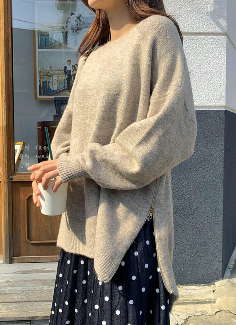 サイドジップルーズニット