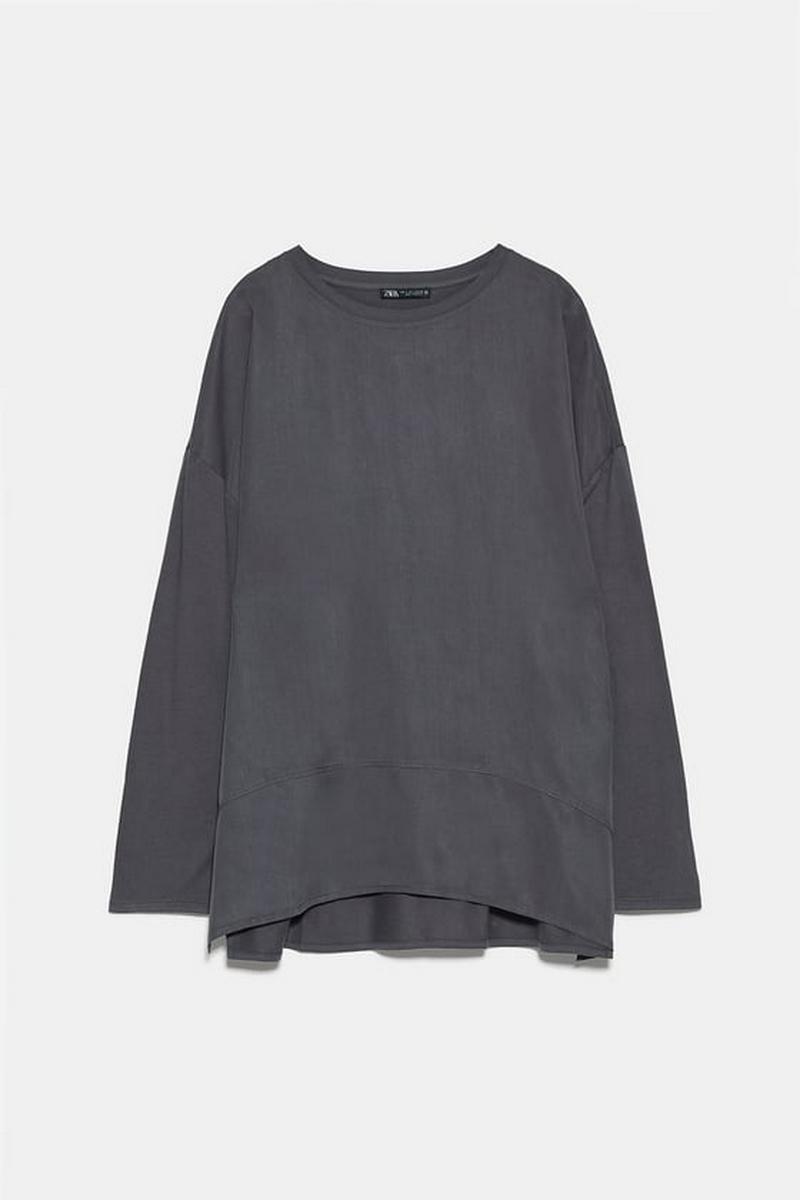 コントラストアシンメトリーTシャツ　