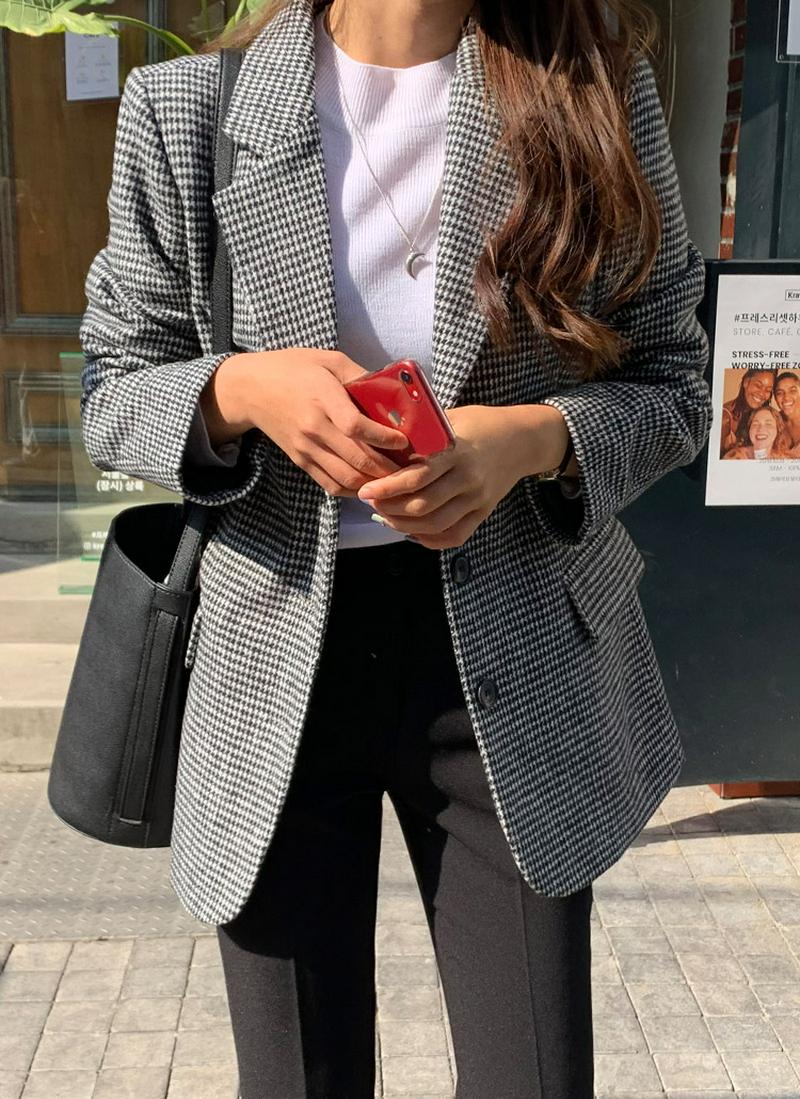 ハウンドトゥースミドルジャケット