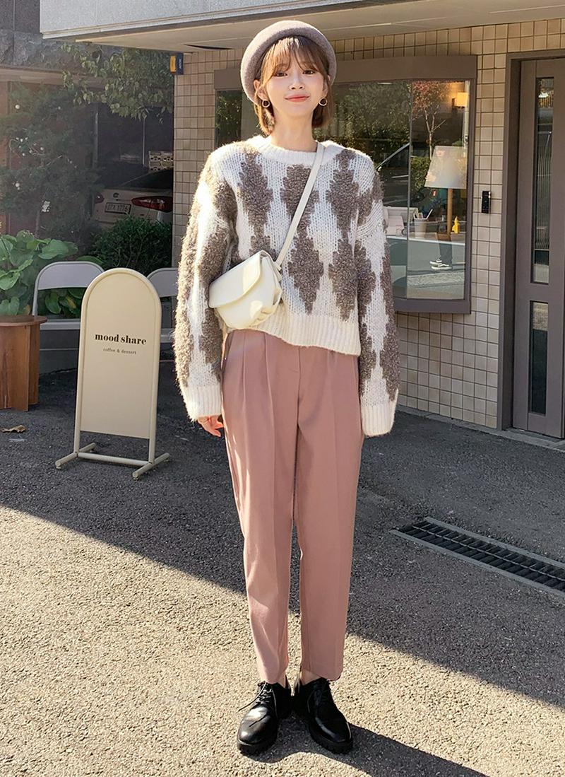 ダイヤパターンニット・全3色