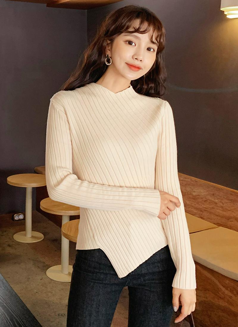 アンバランスカットリブニット・全3色