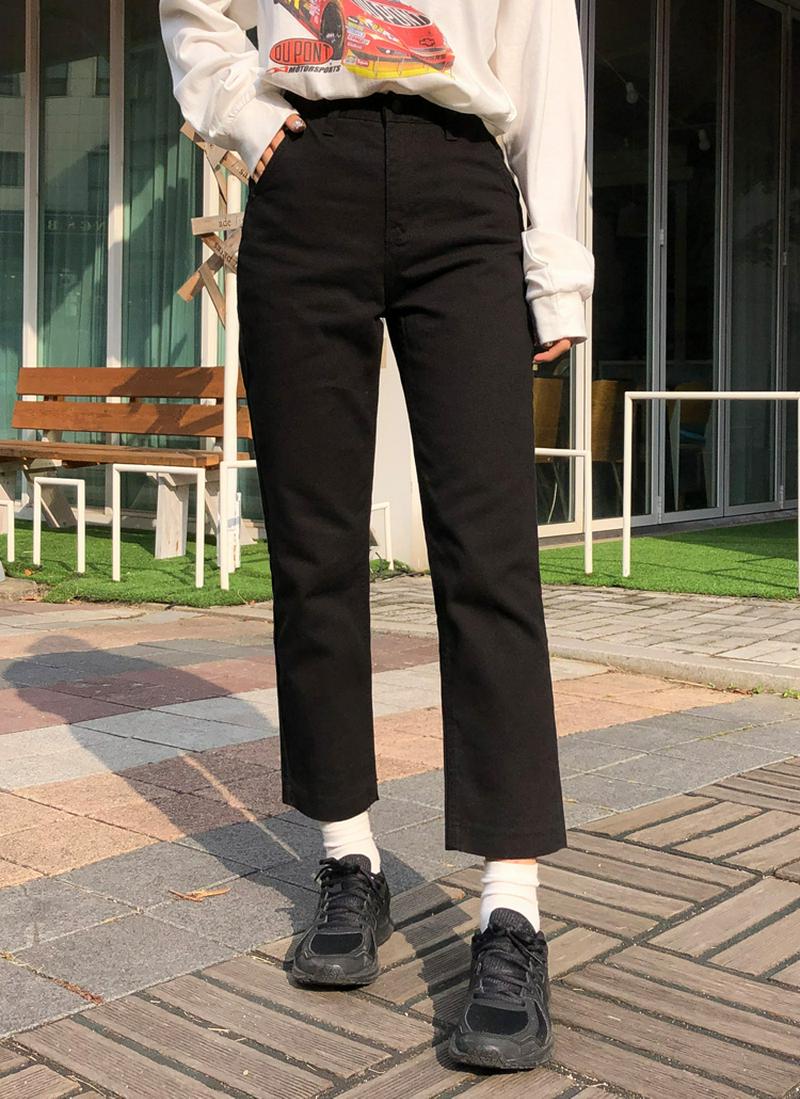 ステッチストレートコットンパンツ