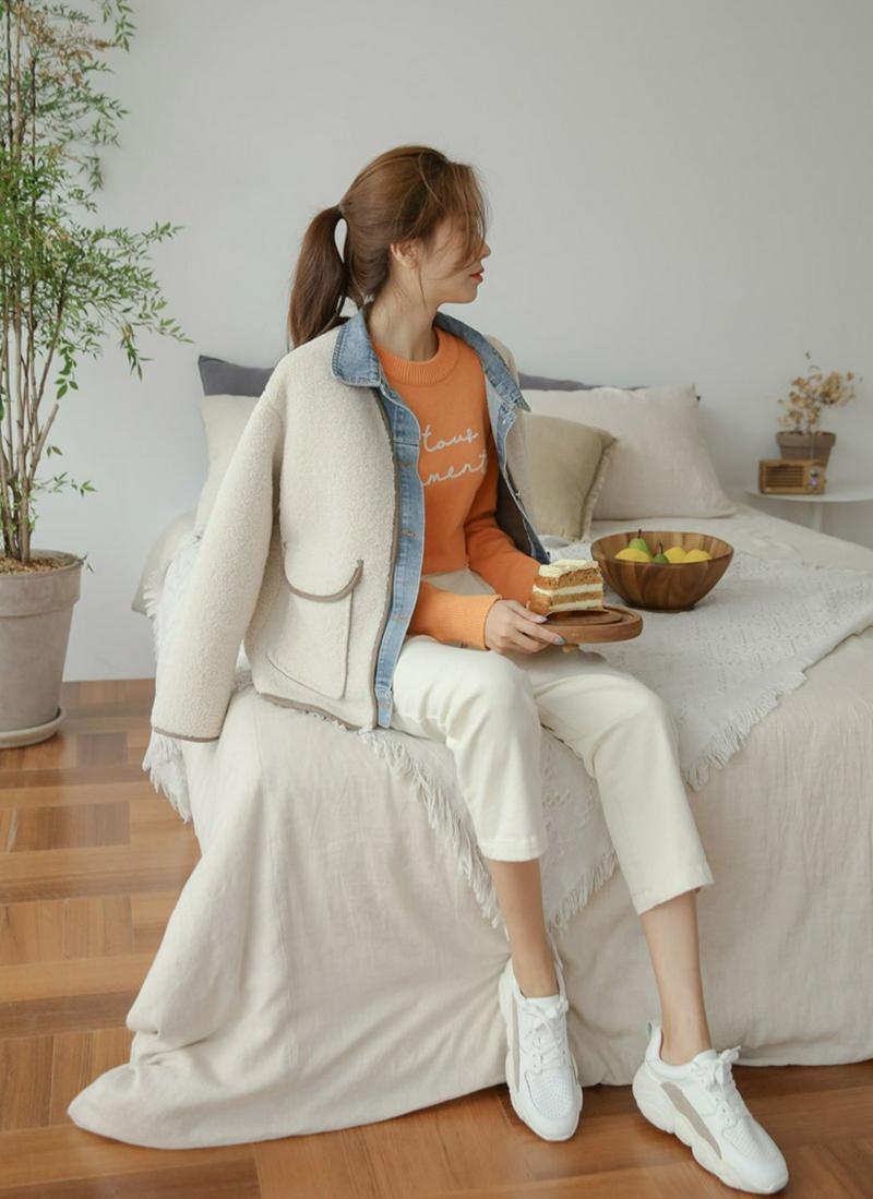 デニムディテールボアジャケット