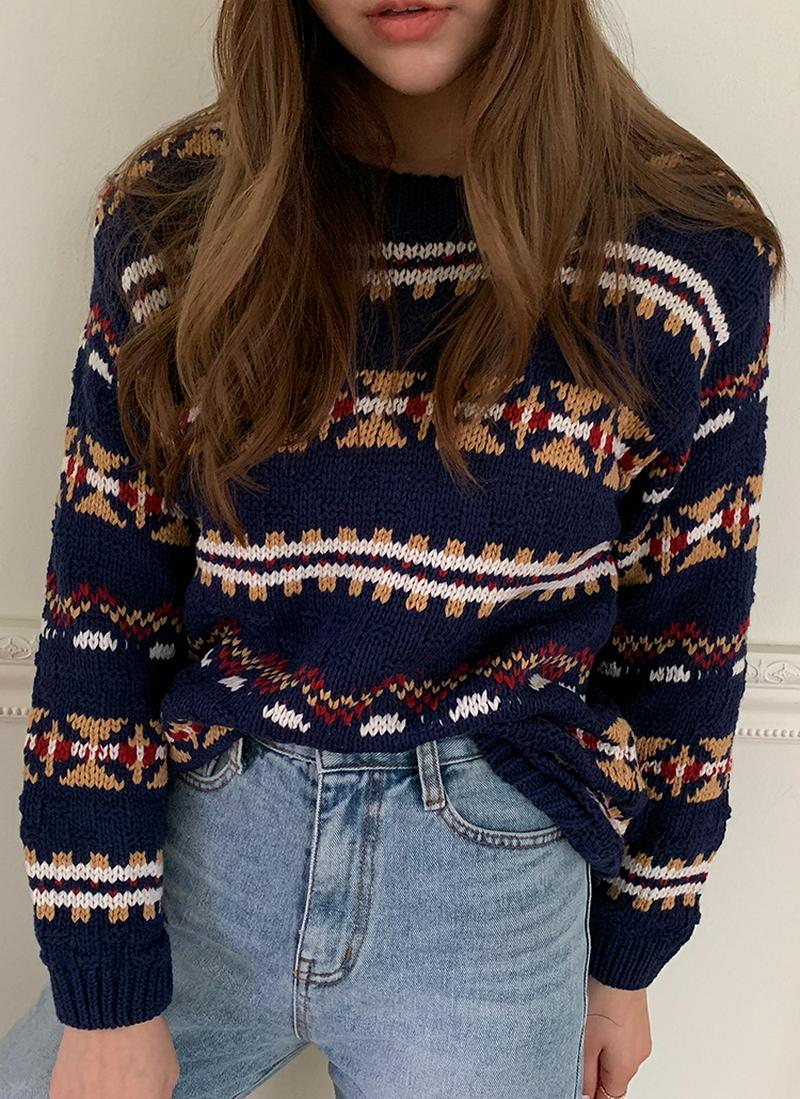 カラフルパターンニット