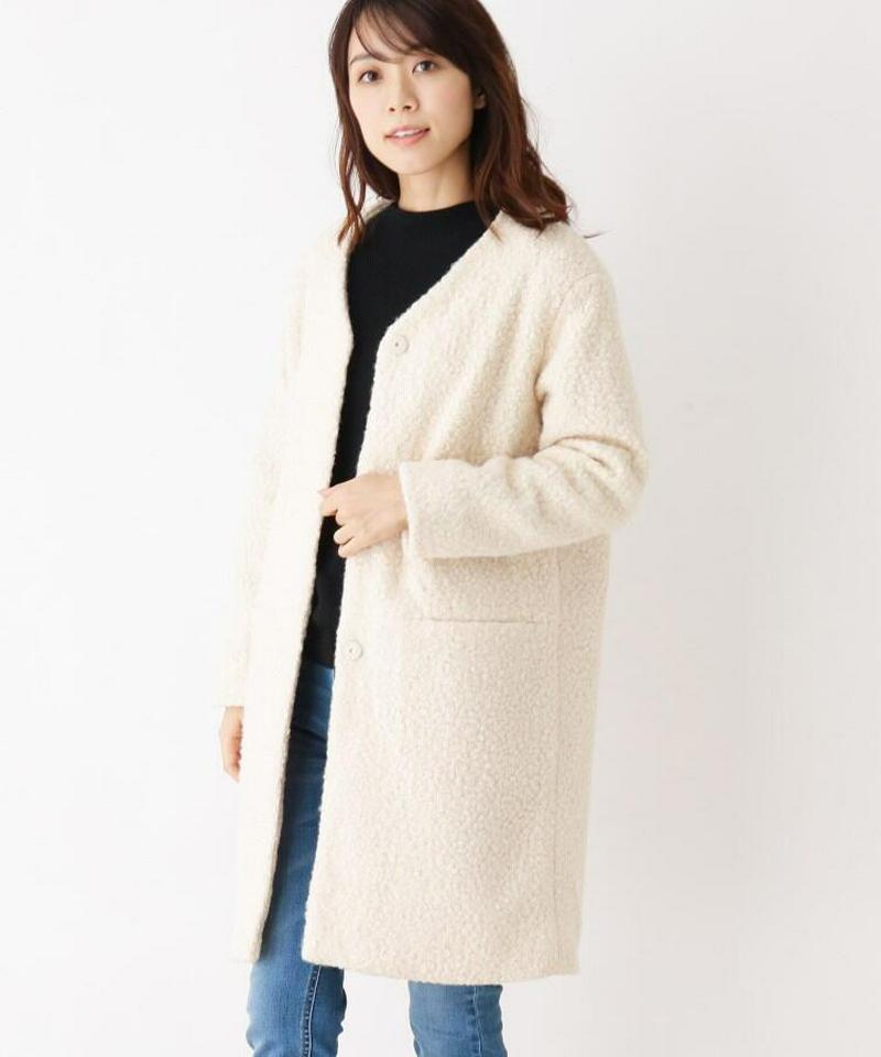 ノーカラーループボアコート
