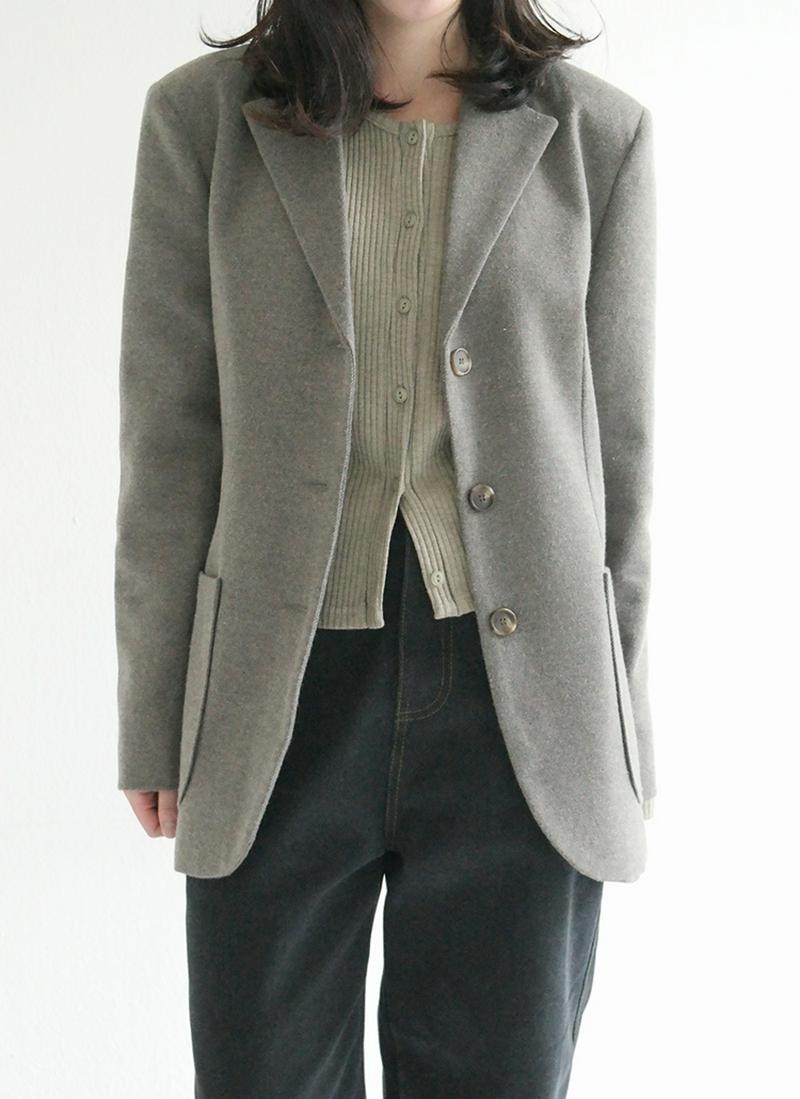 スリーボタンウール混ジャケット
