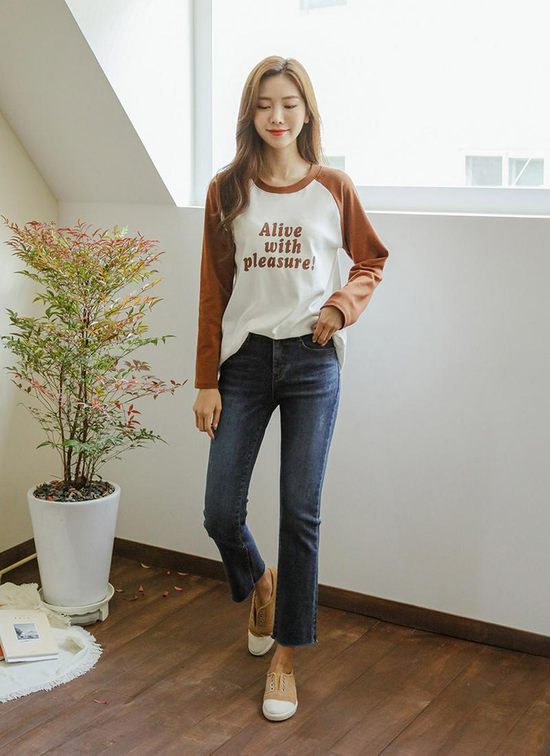 配色ラグランレタリングTシャツ
