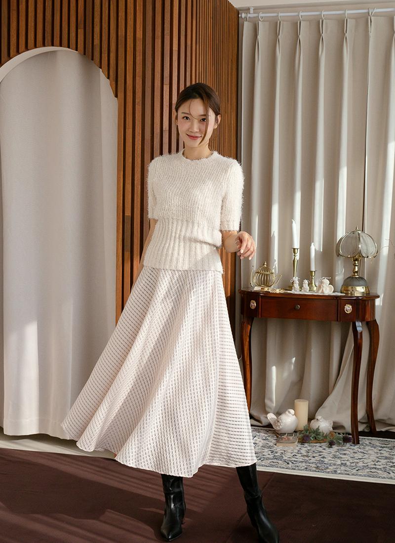 グリッター半袖スリムニット