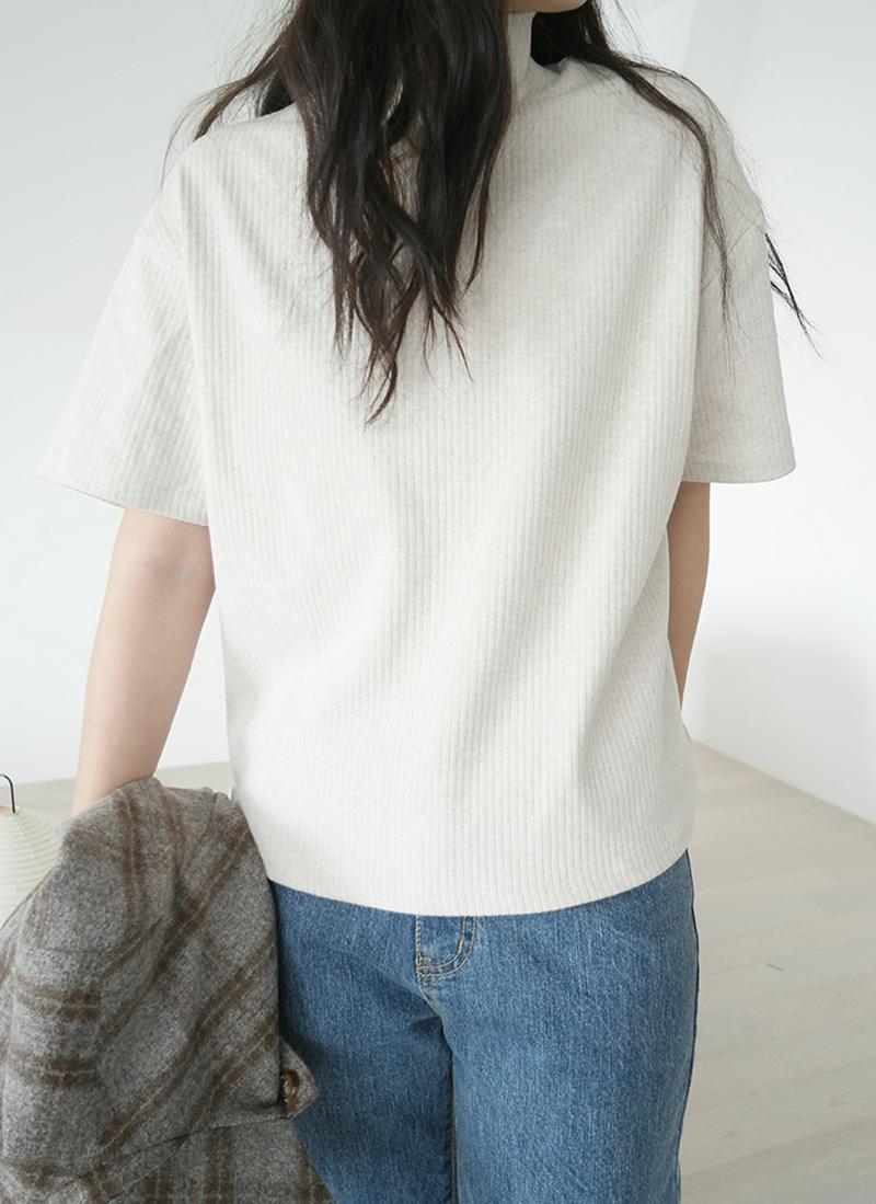 ハイネック半袖リブTシャツ