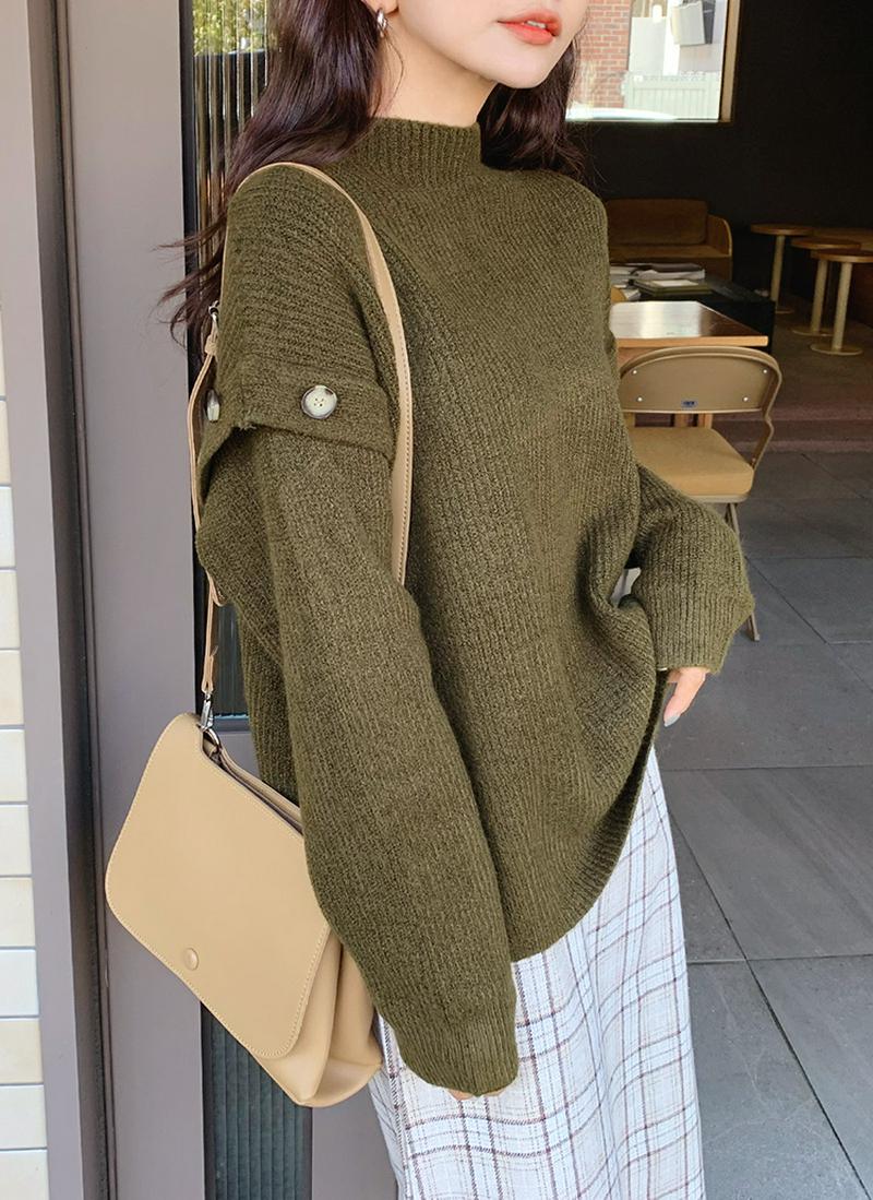 ショルダーボタンニット・全2色