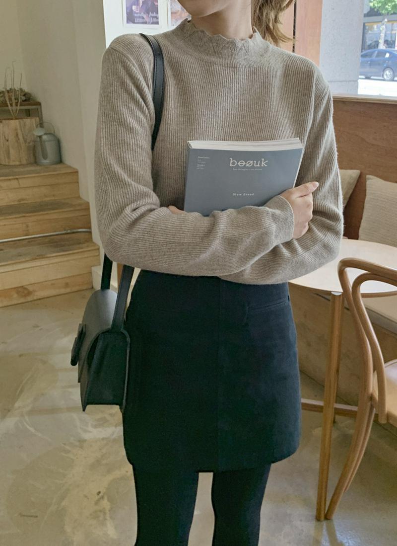 カシミヤ混ネックパターンニット