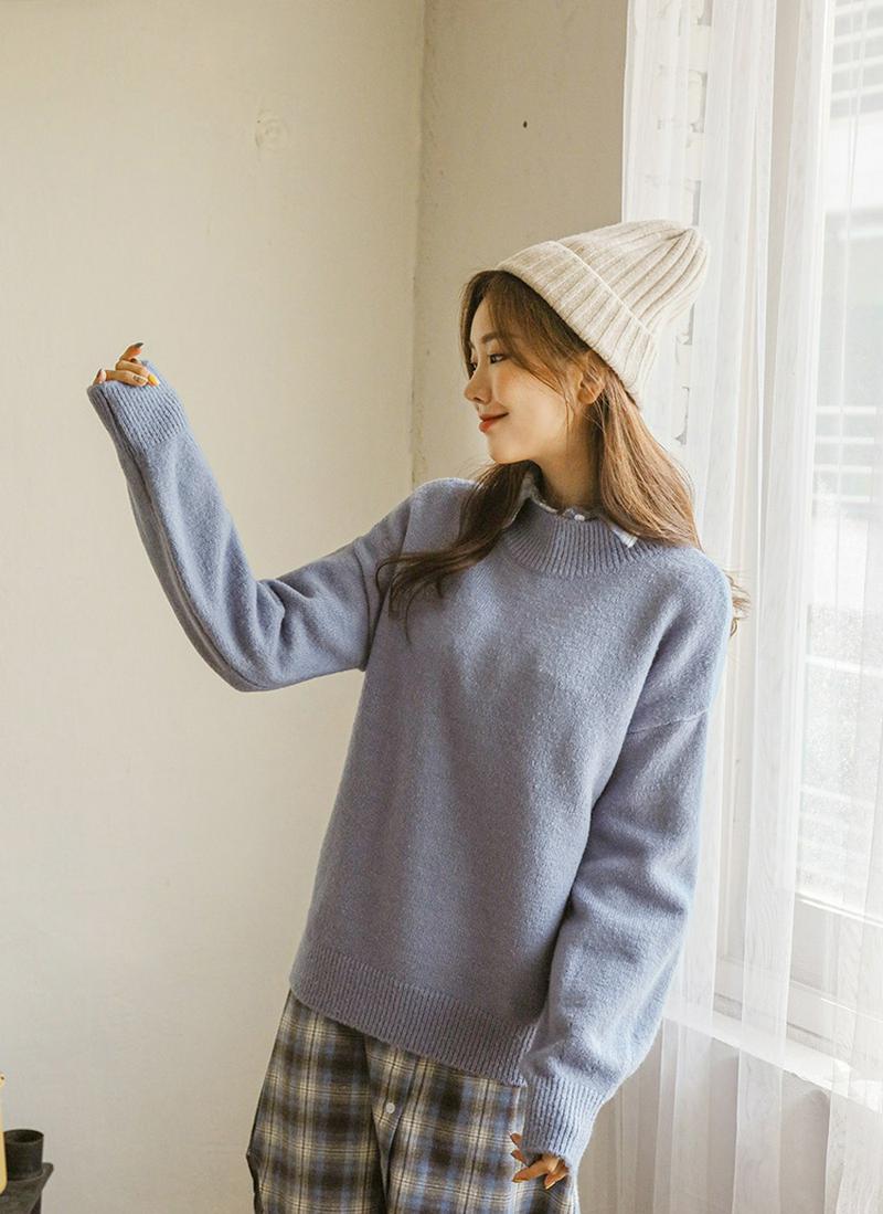 バルーンスリーブアクリル混ニット