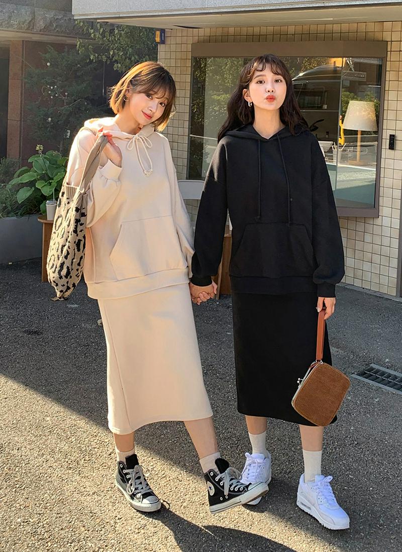 裏起毛ドロストスカート・全4色