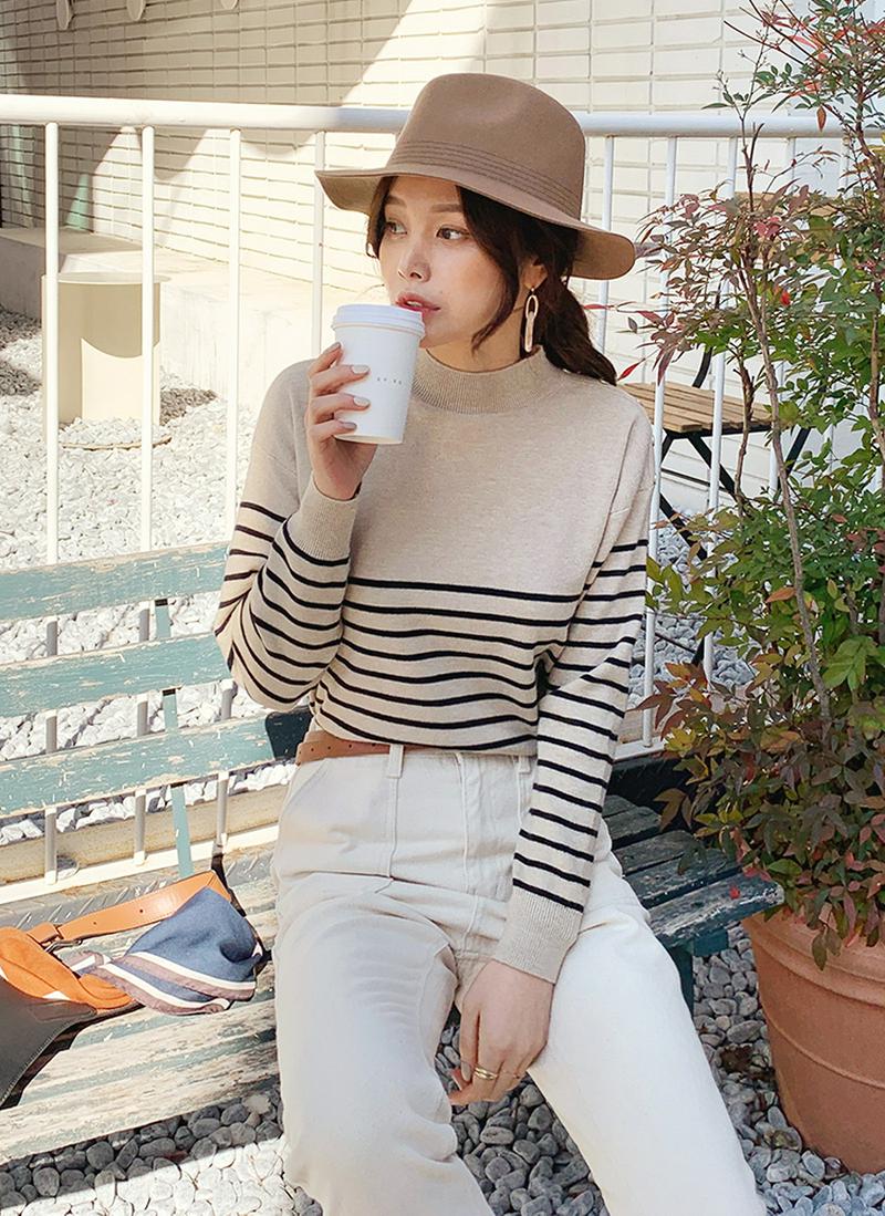 ショルダーボタンボーダーニット・全3色