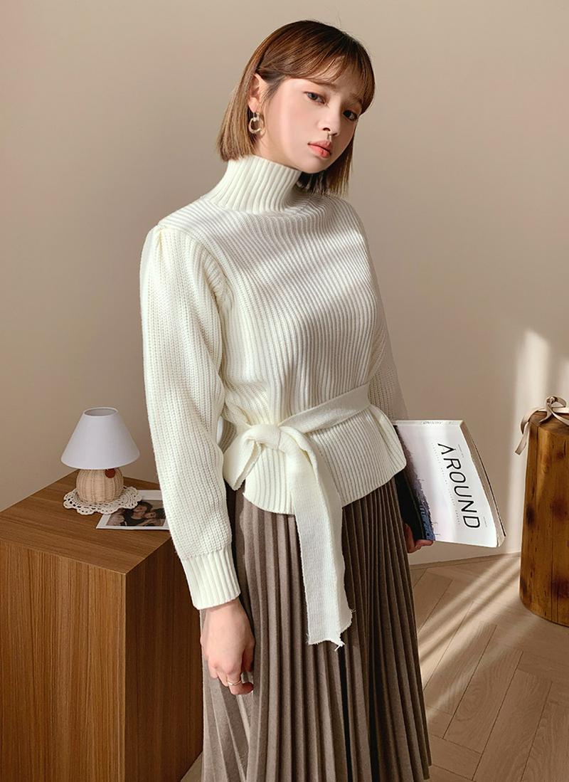 ハイネックウエストタイニット・全2色